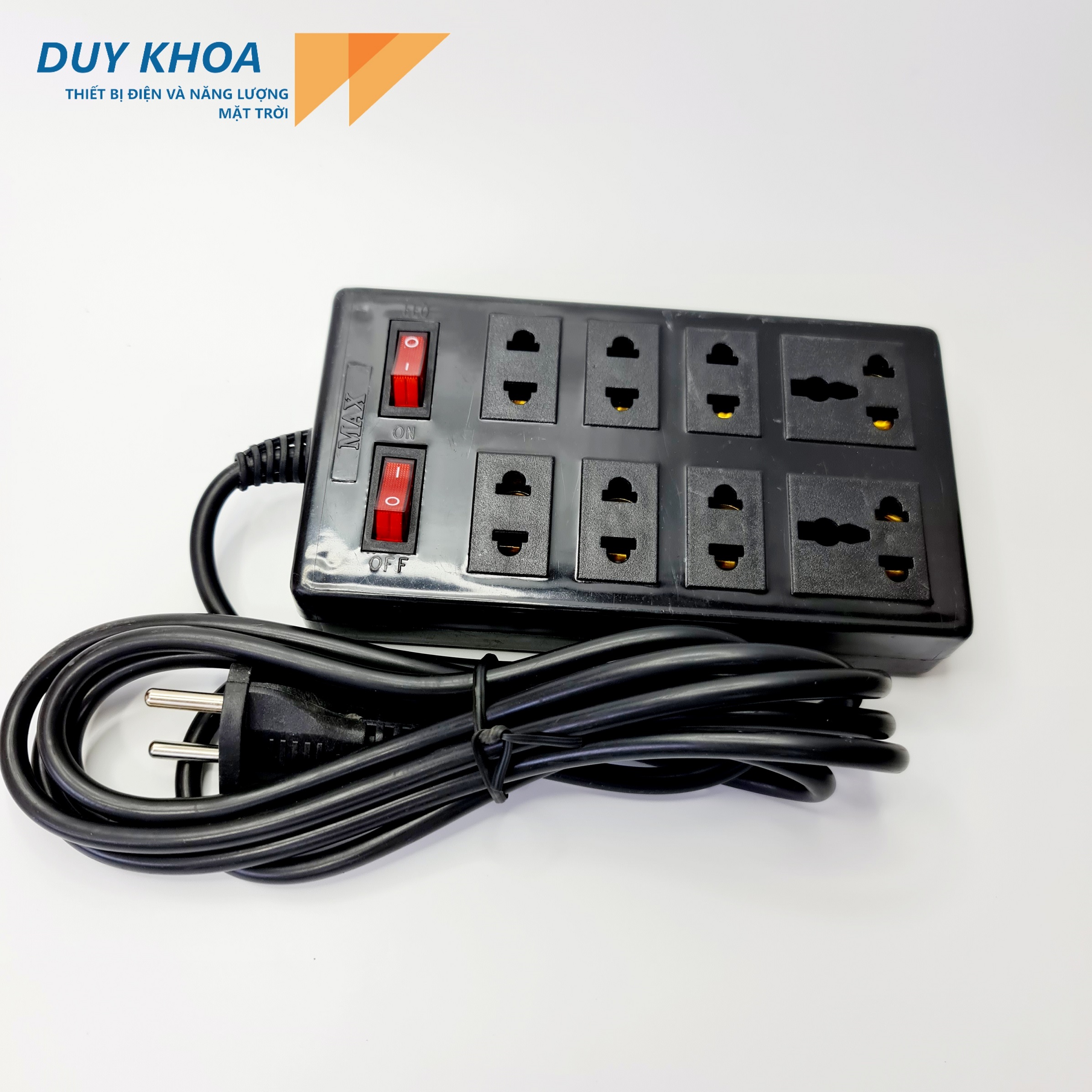 Ổ Cắm Điện 8 Lỗ Cắm (2 Công Tắc) Màu đen Vinamax - Ảnh 3