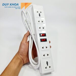 Ổ Cắm Điện 6 Cửa 2 Công tắc Màu Trắng Vinamax