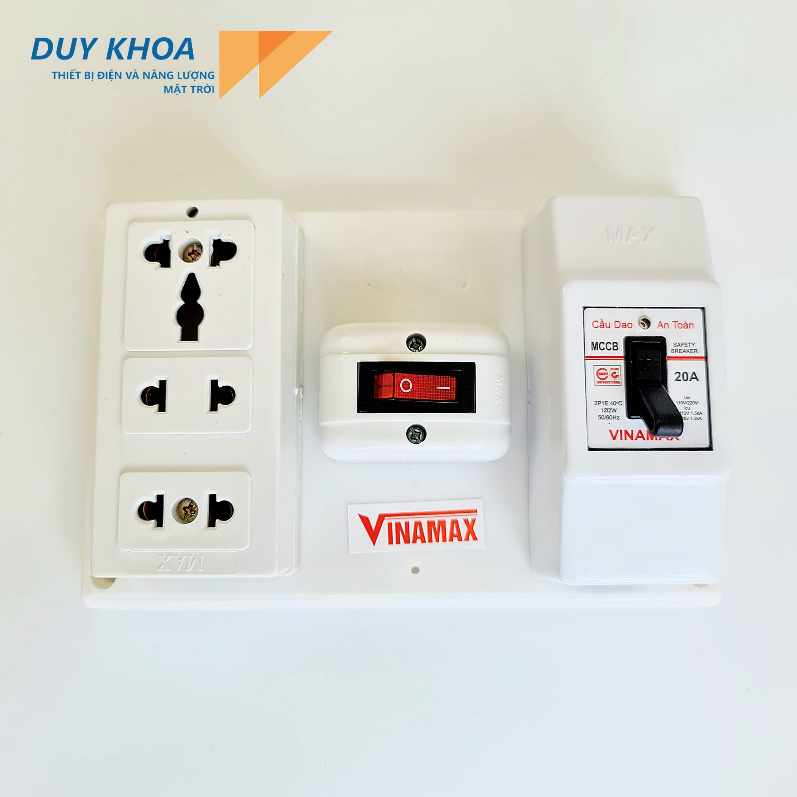 Bảng điện có CB 20A + Công tắc (có đèn báo) + 3 Ổ cắm điện VINAMAX - Ảnh 4