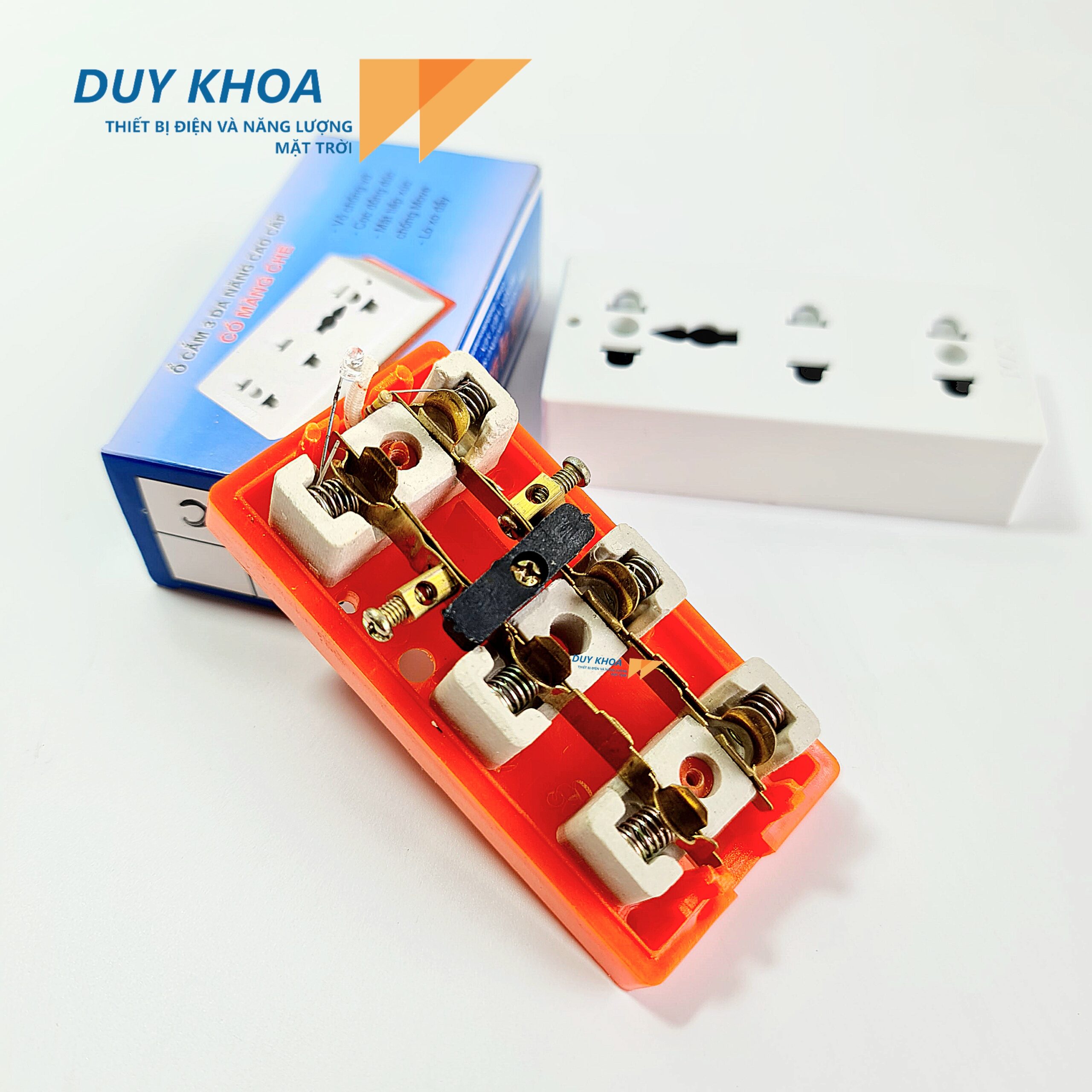 Ổ Cắm Điện Đế Cam Chịu Tải 3 Lõi Sứ Có màng che Và Không Màng Che Vinamax - Ảnh 2