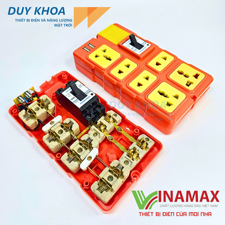 Ổ cắm điện chịu tải 6 lõi sứ 2 cổng USB có CB30A Vinamax - Ảnh 3