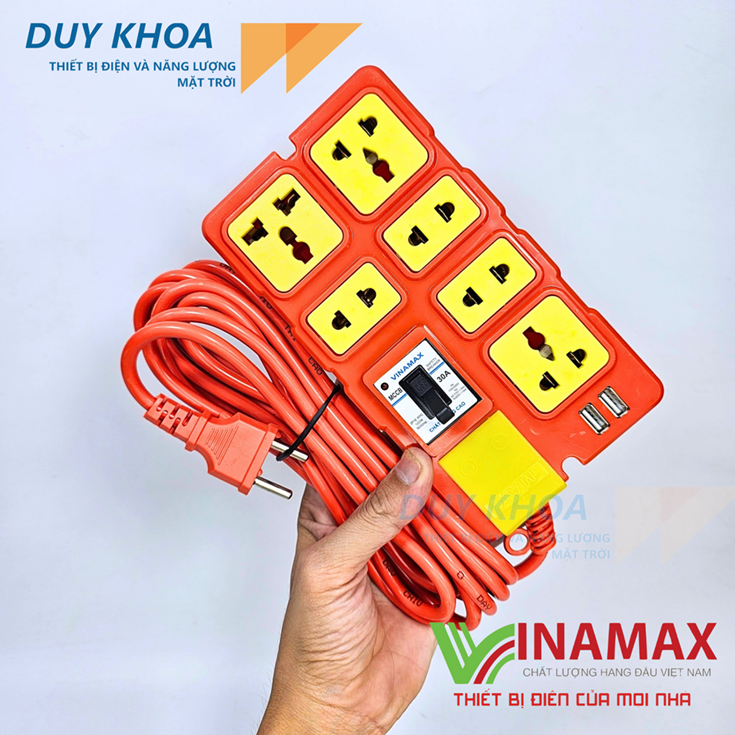 Ổ cắm điện chịu tải 6 lõi sứ 2 cổng USB có CB30A Vinamax - Ảnh 4