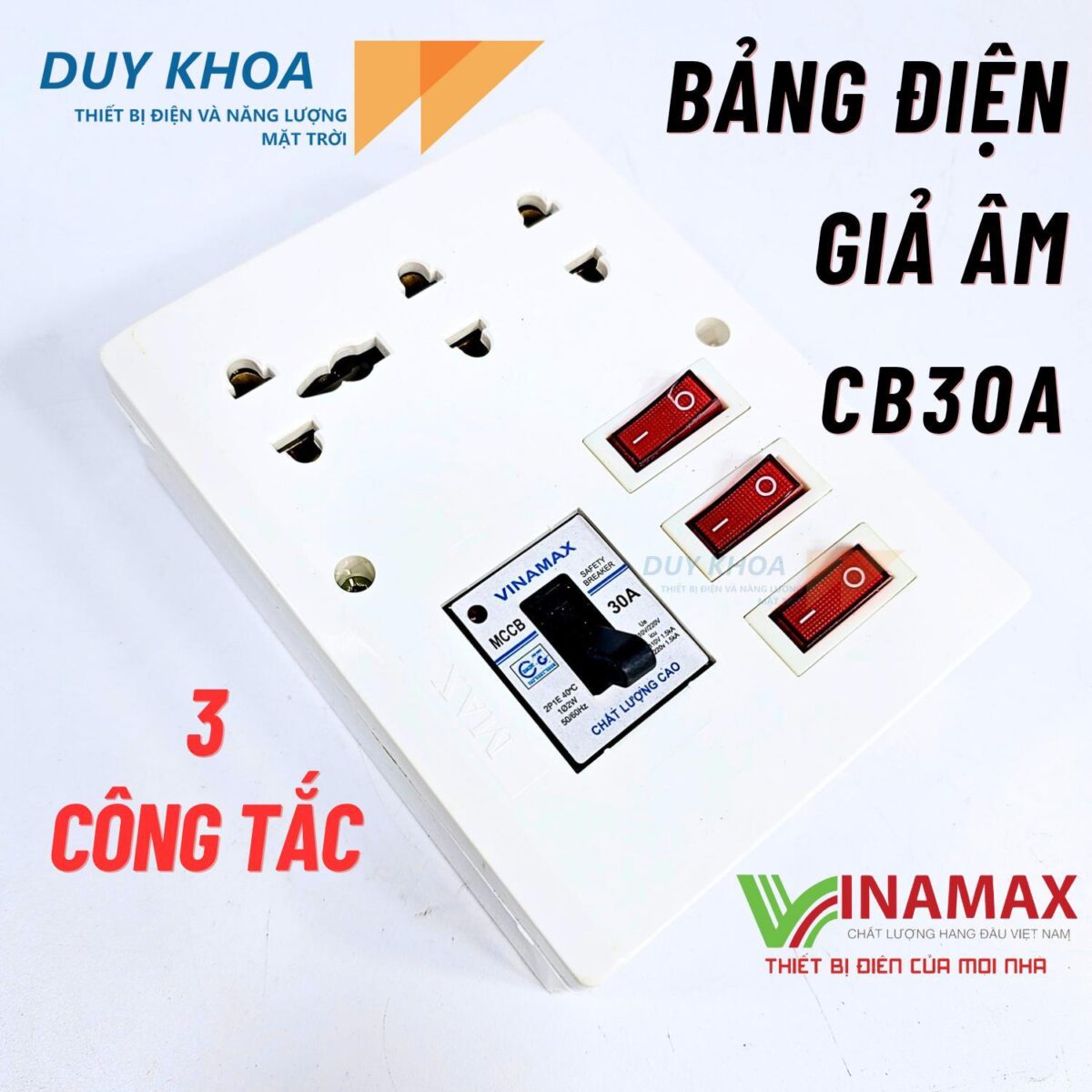 Bảng điện giả âm Vinamax CB30A có ổ cắm điện 3 lỗ và 3 công tắc để đấu tắt mở đèn quạt - Ảnh 6