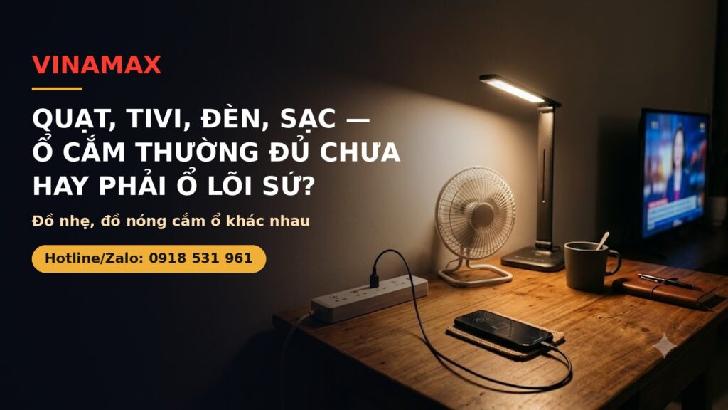 Cắm quạt tivi đèn sạc ổ cắm thường hay ổ lõi sứ - VINAMAX