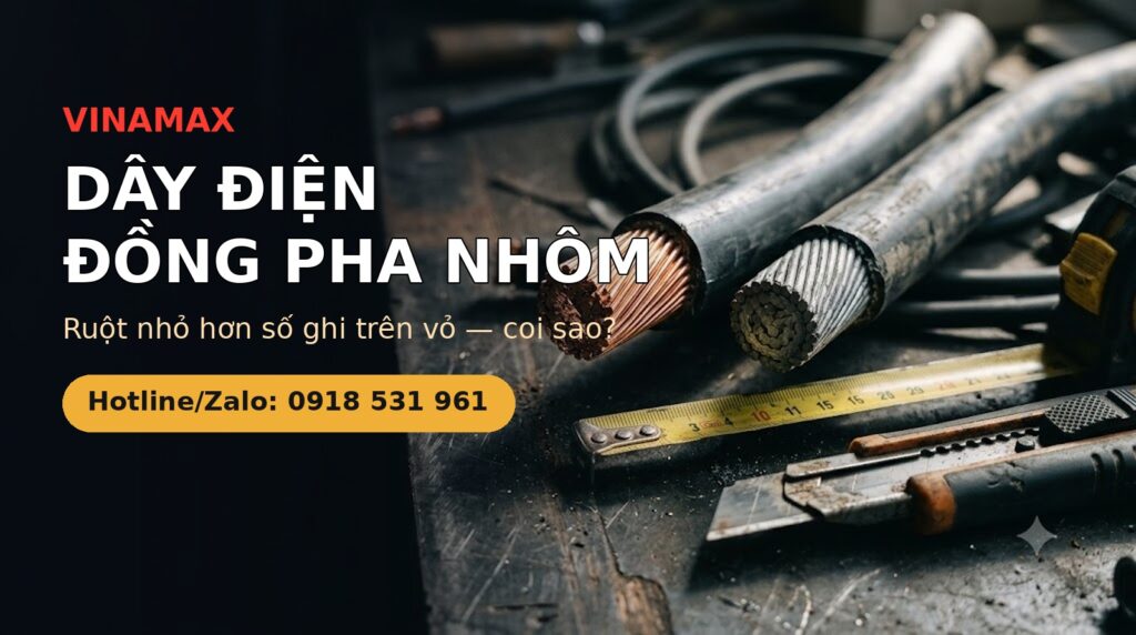 Dây điện đồng pha nhôm, ruột nhỏ hơn ghi trên vỏ - VINAMAX
