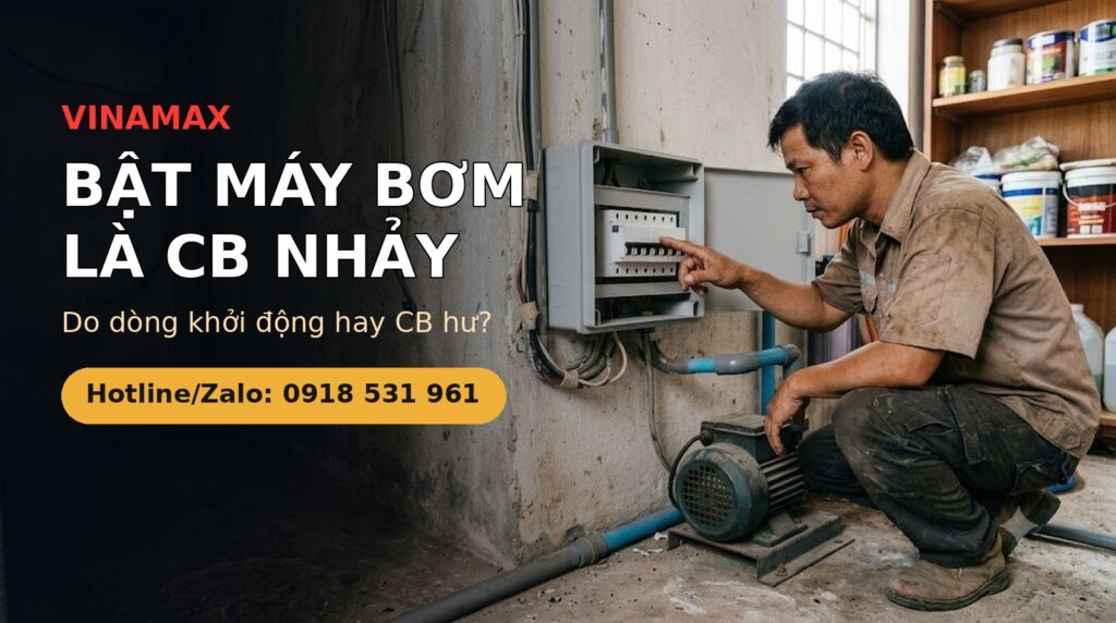 Bật máy bơm là CB nhảy - dòng khởi động - VINAMAX