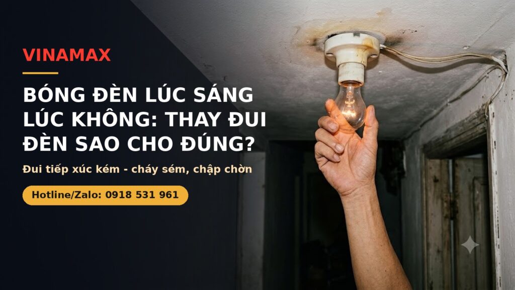 Bóng đèn lúc sáng lúc không — thay đui đèn sao cho đúng?
