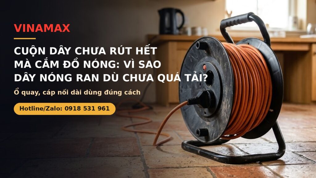 Cuộn dây chưa rút hết cắm đồ nóng dễ nóng dây - VINAMAX
