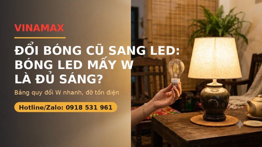 Đổi bóng cũ sang LED - bóng LED mấy W là đủ sáng