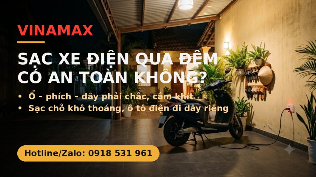 Sạc xe điện qua đêm có an toàn - VINAMAX