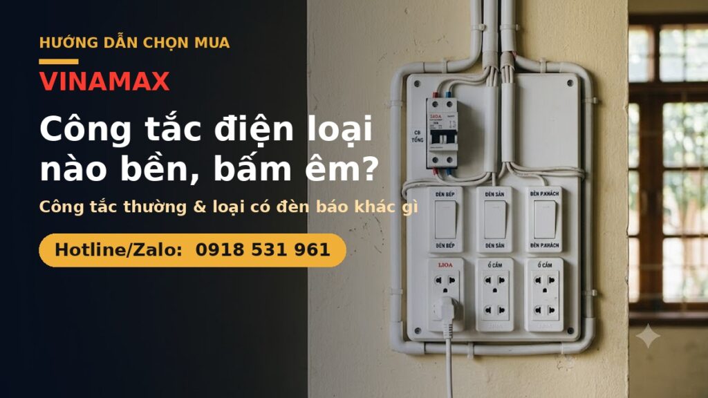 Bảng điện có công tắc và ổ cắm - chọn công tắc điện bền