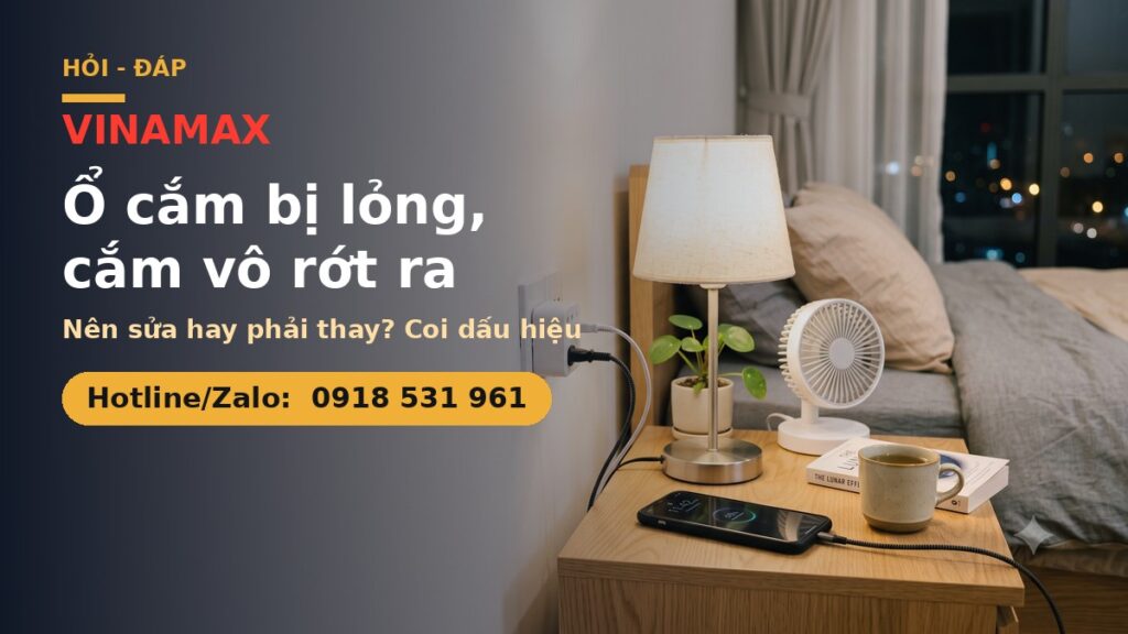 Ổ cắm âm tường đầu giường - ổ cắm bị lỏng nên sửa hay thay