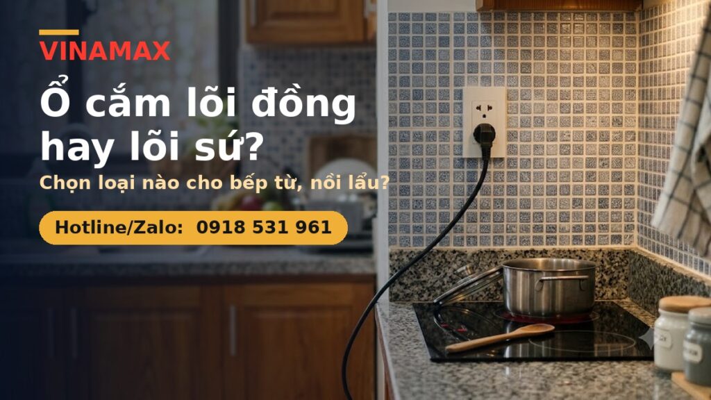 Ổ cắm lõi đồng và lõi sứ VINAMAX cho bếp từ
