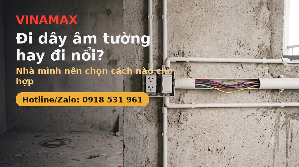 Đi dây điện âm tường và đi nổi - VINAMAX