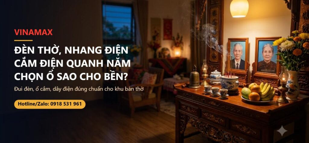 Đèn thờ, nhang điện, chuông điện cắm điện quanh năm trên bàn thờ gia đình