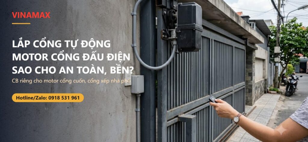 Lắp cổng cuốn, cổng xếp tự động nhà phố, motor cổng đấu điện an toàn