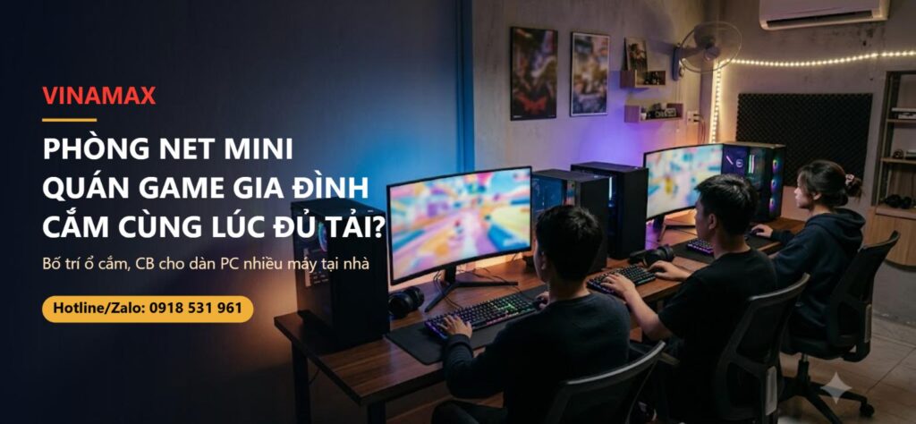 Phòng net mini, quán game gia đình với nhiều dàn PC cắm điện cùng lúc