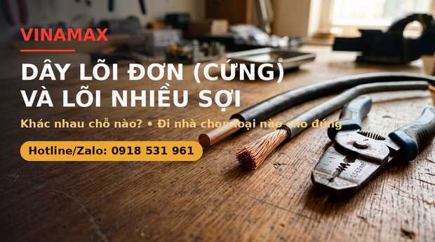 Dây điện lõi đơn cứng và lõi nhiều sợi mềm khác nhau - VINAMAX