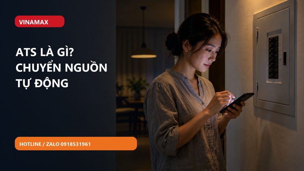 Sơ đồ minh họa bộ chuyển nguồn tự động nối nguồn điện chính và nguồn dự phòng trong công trình