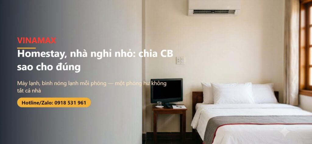 Phòng nhà nghỉ nhỏ có máy lạnh, tivi và ổ cắm gắn tường