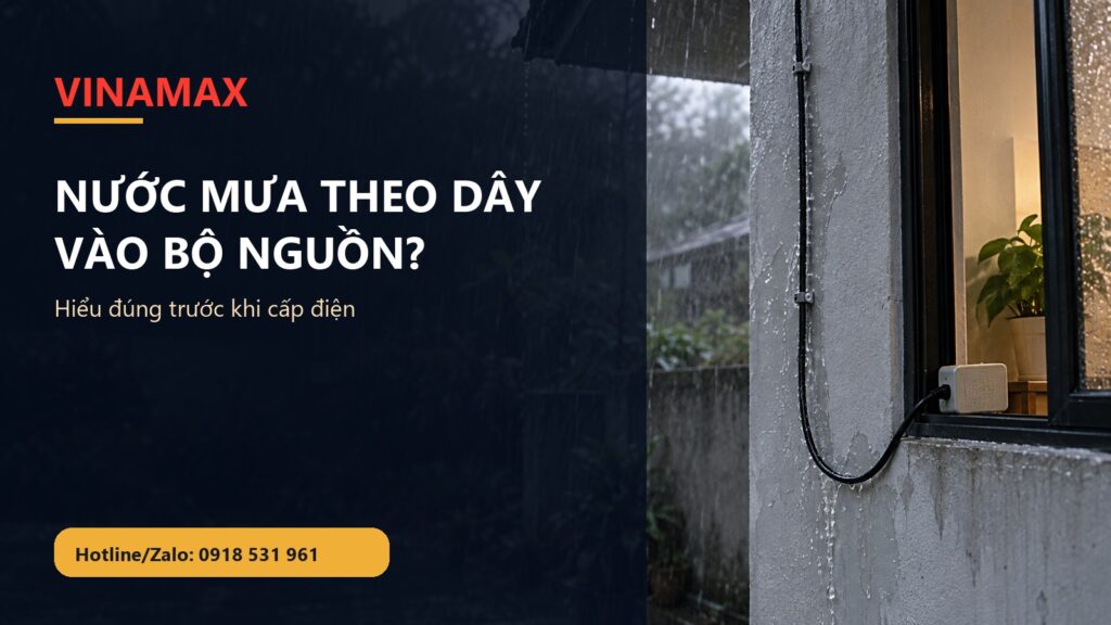 Nước mưa theo dây điện vào bộ nguồn trong nhà: xử lý sao trước khi cấp điện?