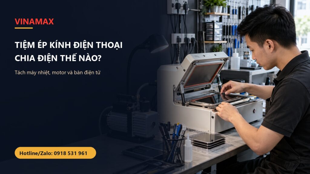 Tiệm ép kính điện thoại Việt Nam có máy ép và bơm hút chân không