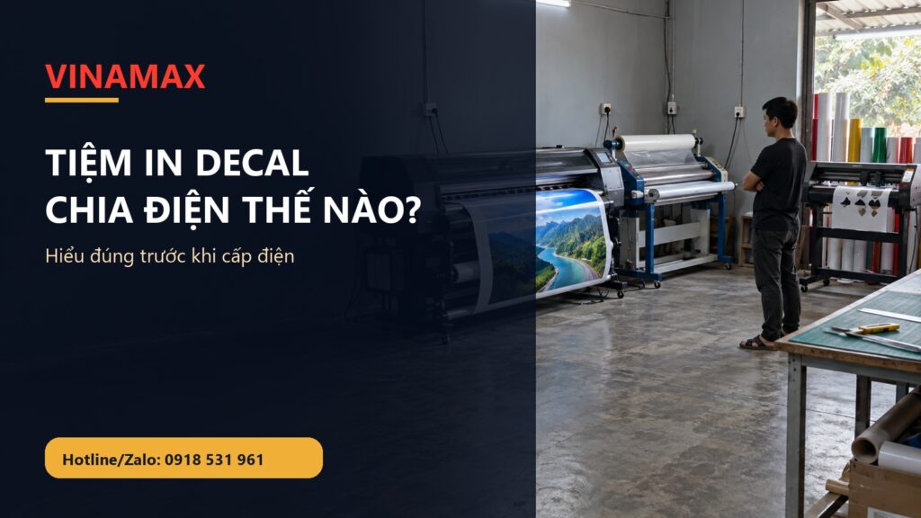 Tiệm in decal nhỏ: máy in, máy cán và máy cắt nên chia điện thế nào?