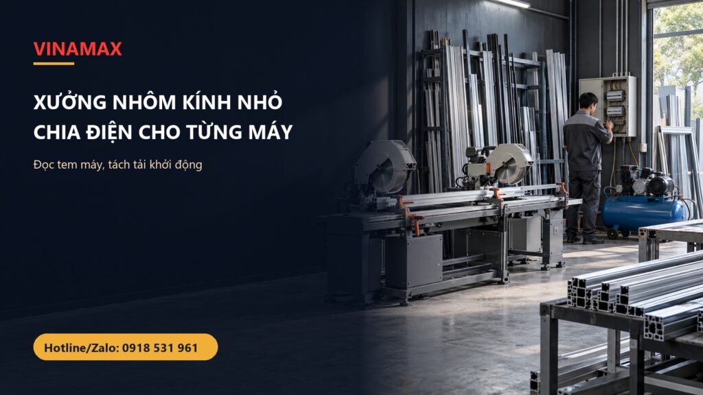 Xưởng nhôm kính Việt Nam có máy cắt nhôm và tủ điện phân nhánh