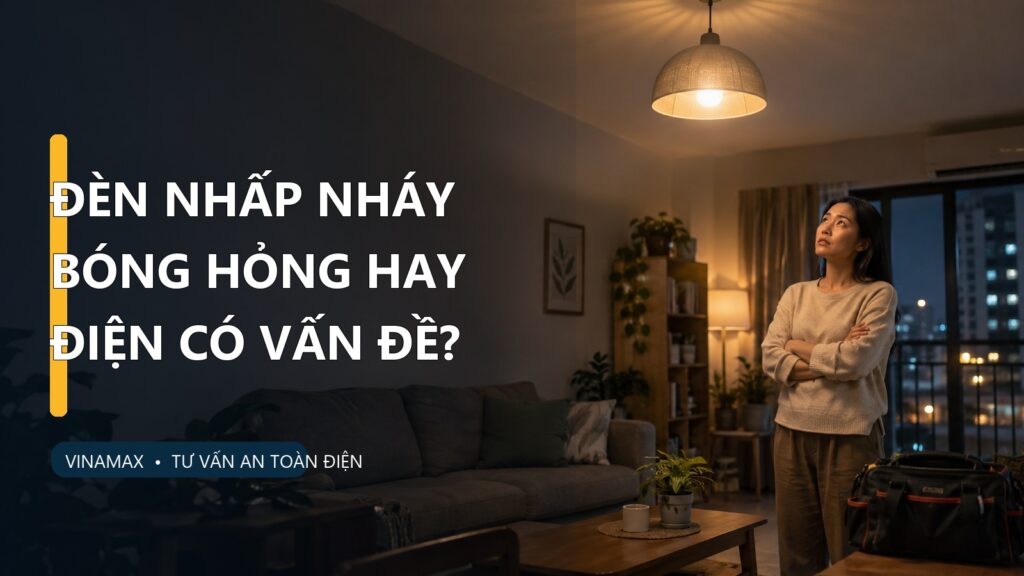 Người trong căn hộ quan sát đèn trần chập chờn và chuẩn bị gọi thợ điện kiểm tra